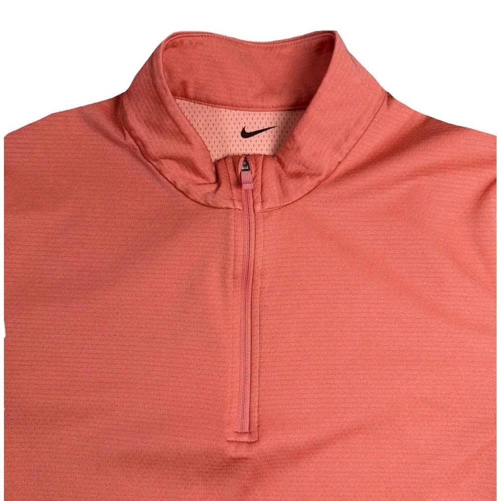 Nike CU9666-603 Womens 1/4 Zip Long‎ Sleeve UV Victory Coral Pink Shirt Small